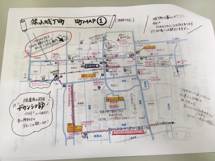 篠山城下町ホテルNIPPONIA　手書きマップ