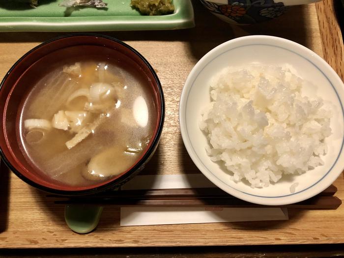 栃尾又温泉　自在館　食堂湯ノ沢　ご飯と卯の花汁
