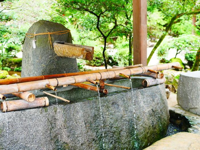 上賀茂神社　手水舎の水　神山湧水