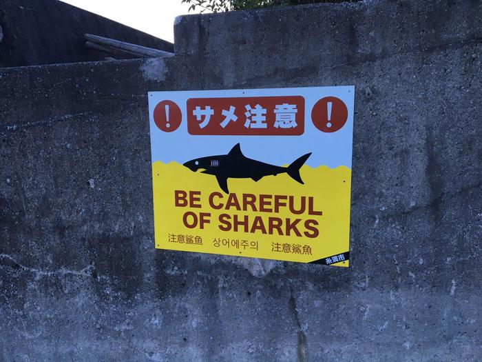 沖縄　ジョン万ビーチ　サメに注意