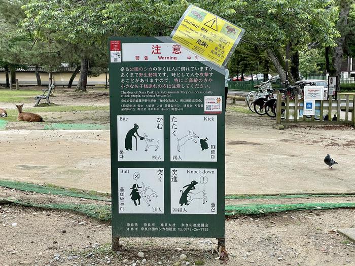 奈良　奈良公園　注意看板