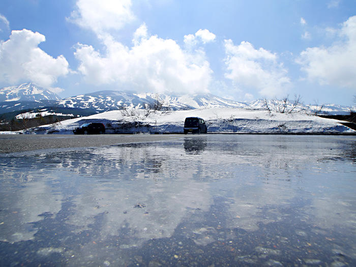 白金青い池周辺スポット　十勝岳望岳台　雪解け水の水たまり