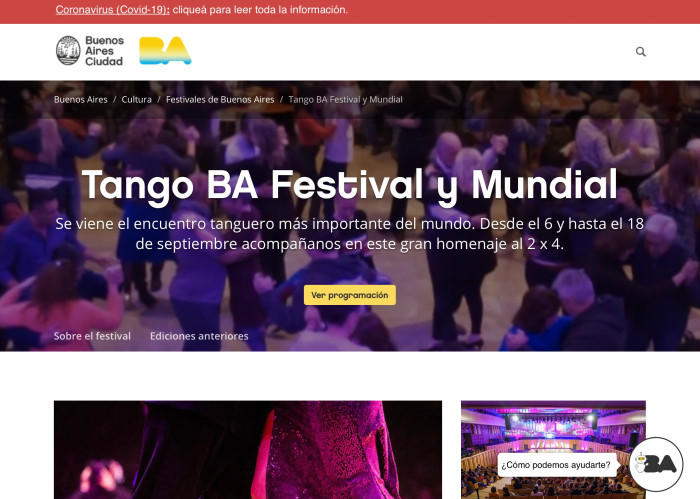 ブエノスアイレス自治区のホームページ