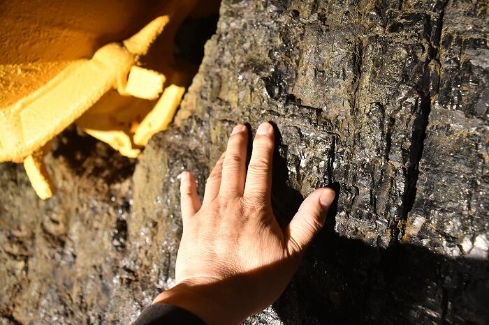実際の石炭層に触れている