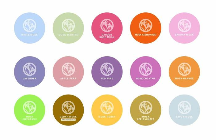 15種類の中から好きな香りを選びます