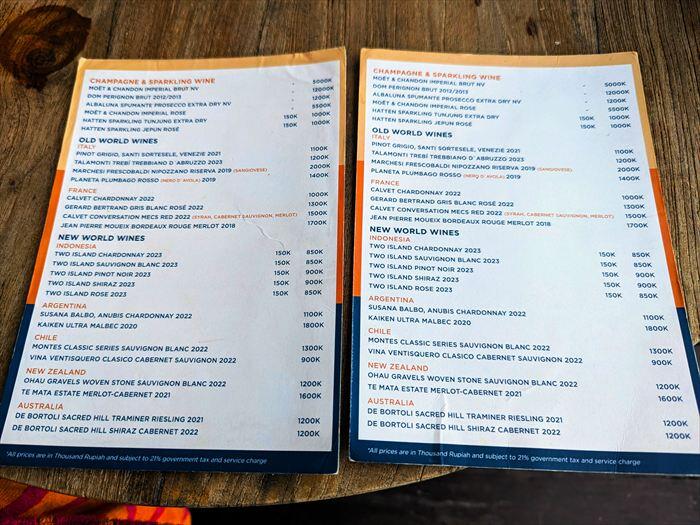 Kliveメニュー　ワイン