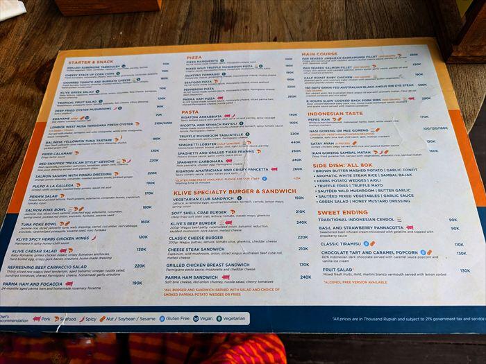 Kliveメニュー食事