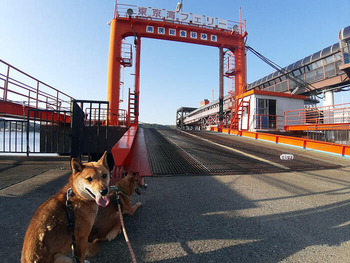 ＜久里浜港で記念撮影。手前が娘のアスマ、奥がお母さんのあわ＞