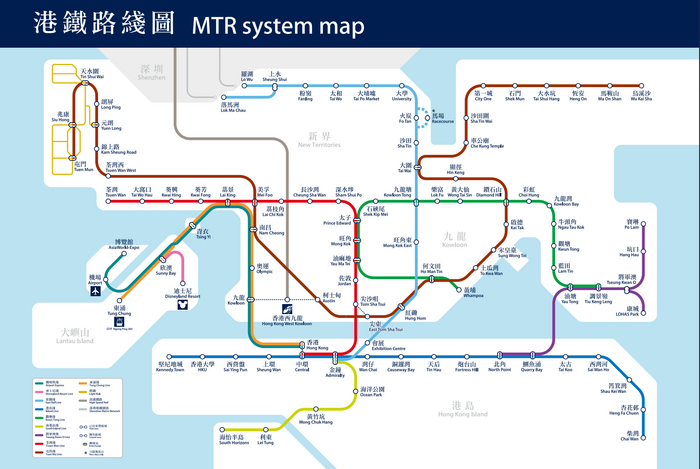 ＜MTR（地下鉄）の路線図＞