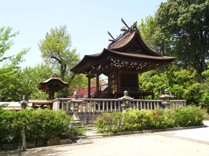 檜皮葺き屋根が優美な本殿