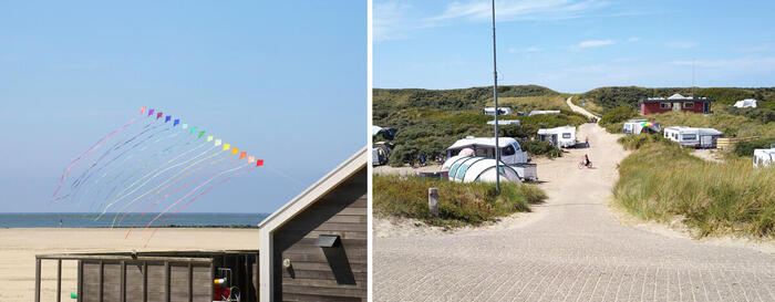 ビーチでは凧揚げをしたり、キャンプをしたりと、みんなが思い思いに島の休日を満喫