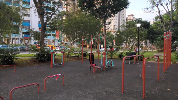 公園に設置されているフィットネスコーナー