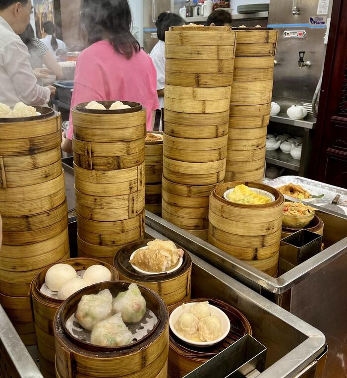 蒸し上がったばかりの点心