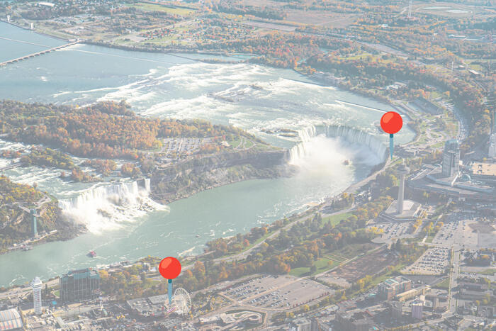 カナダ側ナイアガラの滝からクリフトンヒルの距離