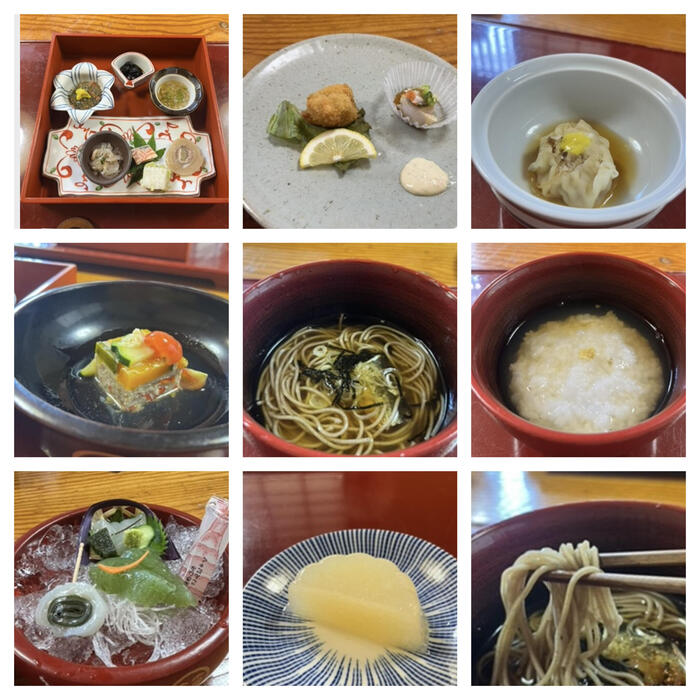 こちらがそのお料理。圧巻は甘エビのお刺身。袋を押し出すと甘エビっぽくて味もそんな感じがしました