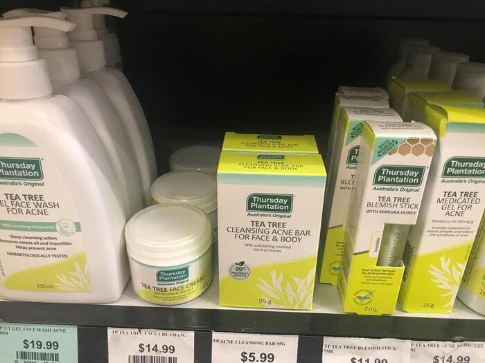 ティーツリー成分が含まれたスキンケア製品