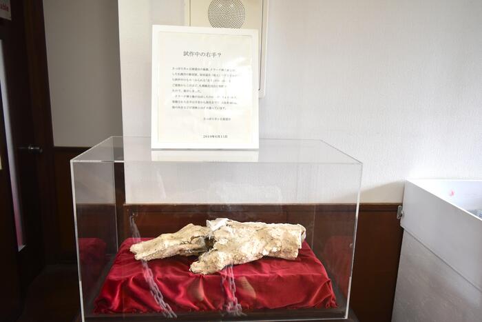 北海道大学構内のクラーク博士像　試作中の右手