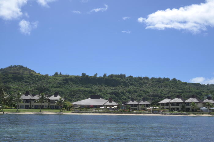 ヨットから見えるアクアリゾートクラブサイパン