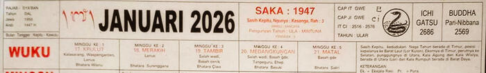 バリカレンダー　カレンダー上部に記載されている表記