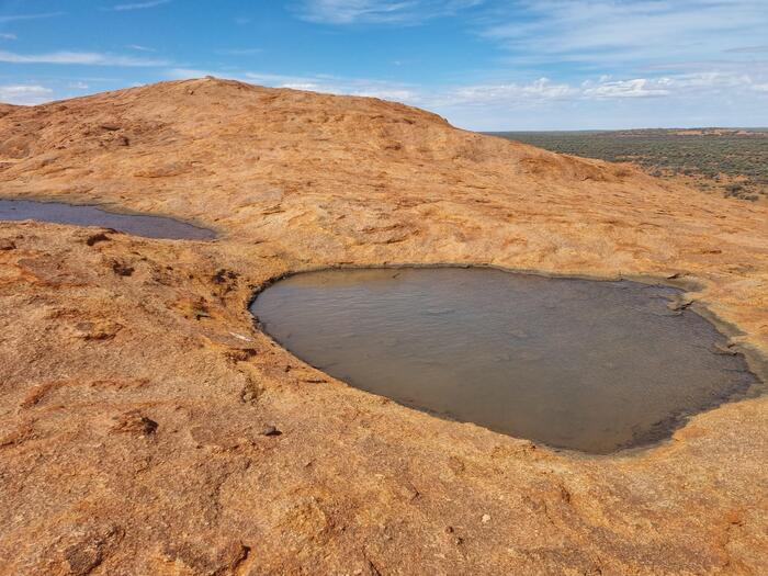 オーストラリア　くぼみ　水たまり　ワルガ岩