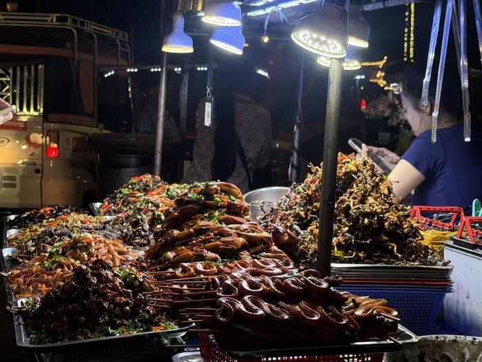 カンボジア　プノンペン　ナイトマーケット　屋台　珍味