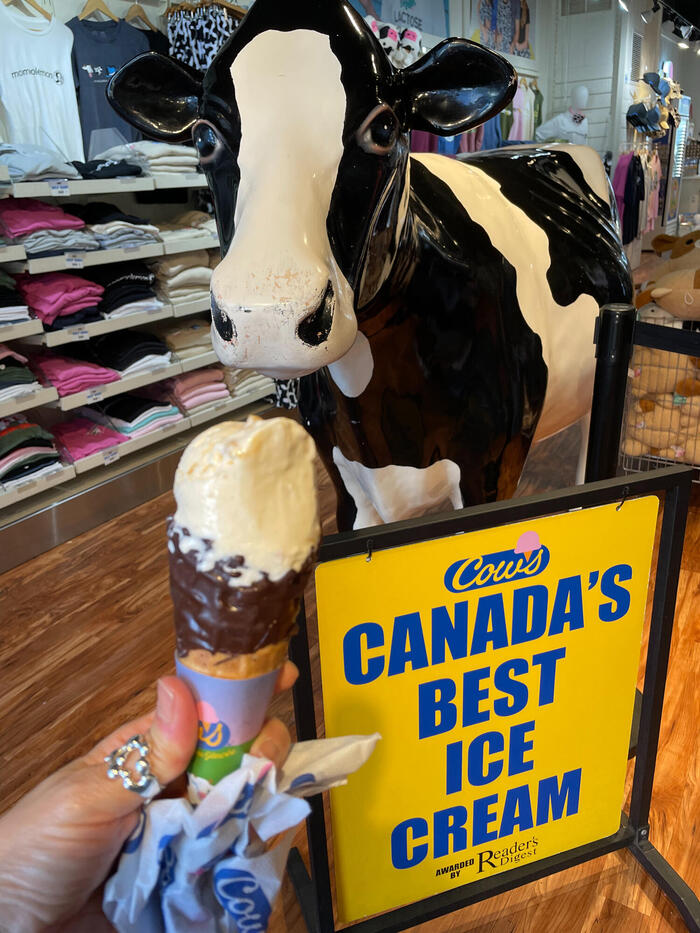 カナダで一番のアイスクリームと自賛する「カウズ（Cow's）」の看板牛