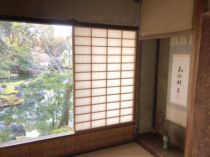 j京都　世界文化遺産　醍醐寺　枕流亭　庭園　床の間