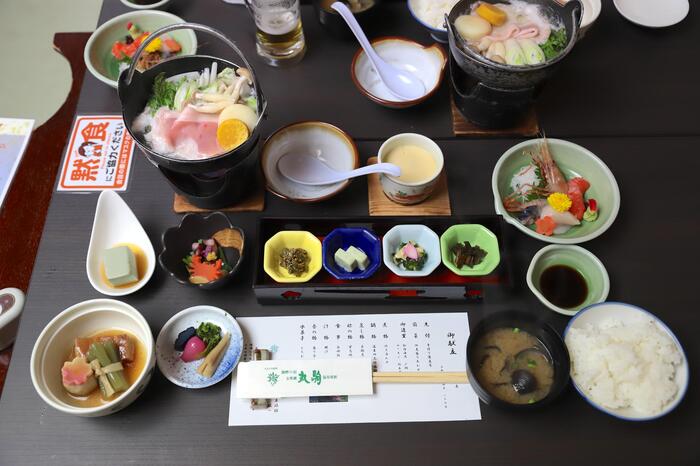 北海道　支笏湖外輪山　紋別岳　丸駒温泉旅館　グルメ