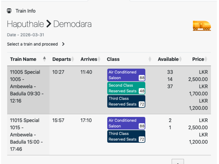 スリランカの絶景を巡る紅茶列車の旅　オンラインチケット予約