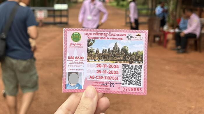 アンコールパス3日券　カンボジア　アンコール・ワット　観光
