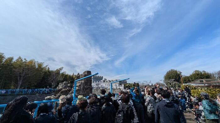 市川市動植物園 パンチくん 猿山の人だかり