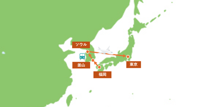 福岡-釜山-ソウル-東京