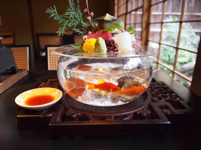 京都　観光　スイーツ　モデルコース　祇園　グルメ　絵画の料理　金魚