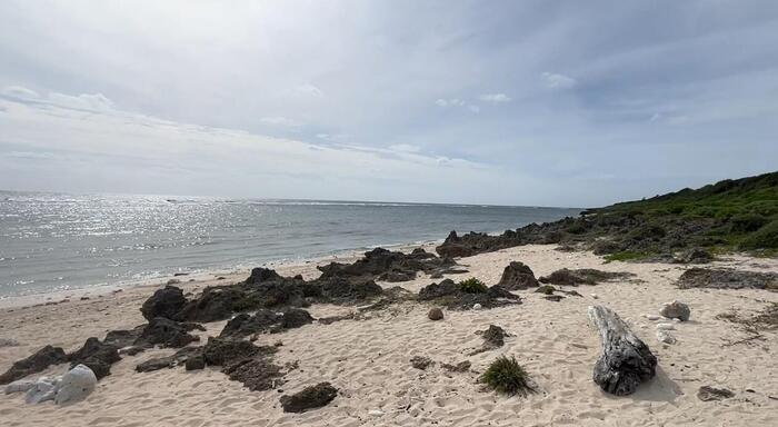 イシキ浜の岩と海の景色