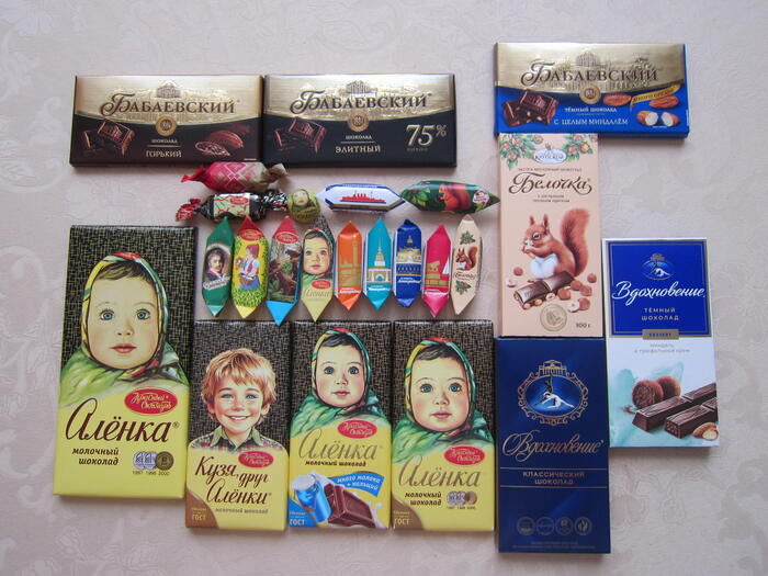 モスクワのスーパーで売られている可愛い絵柄のチョコレート