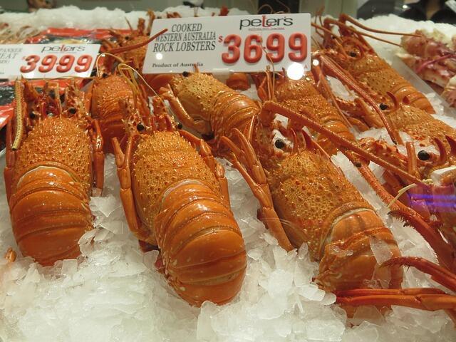 販売されている真赤な大きいロックロブスター
