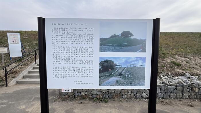 日本一の低山、日和山の説明看板