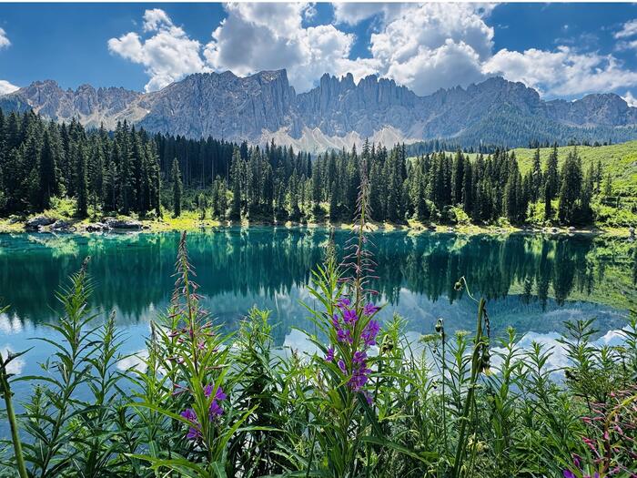 カレッツァ湖に移る山々の美しい景色