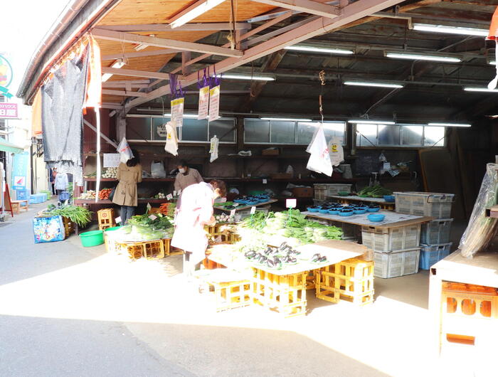 地元の農家が野菜を並べる逗子生産直売所