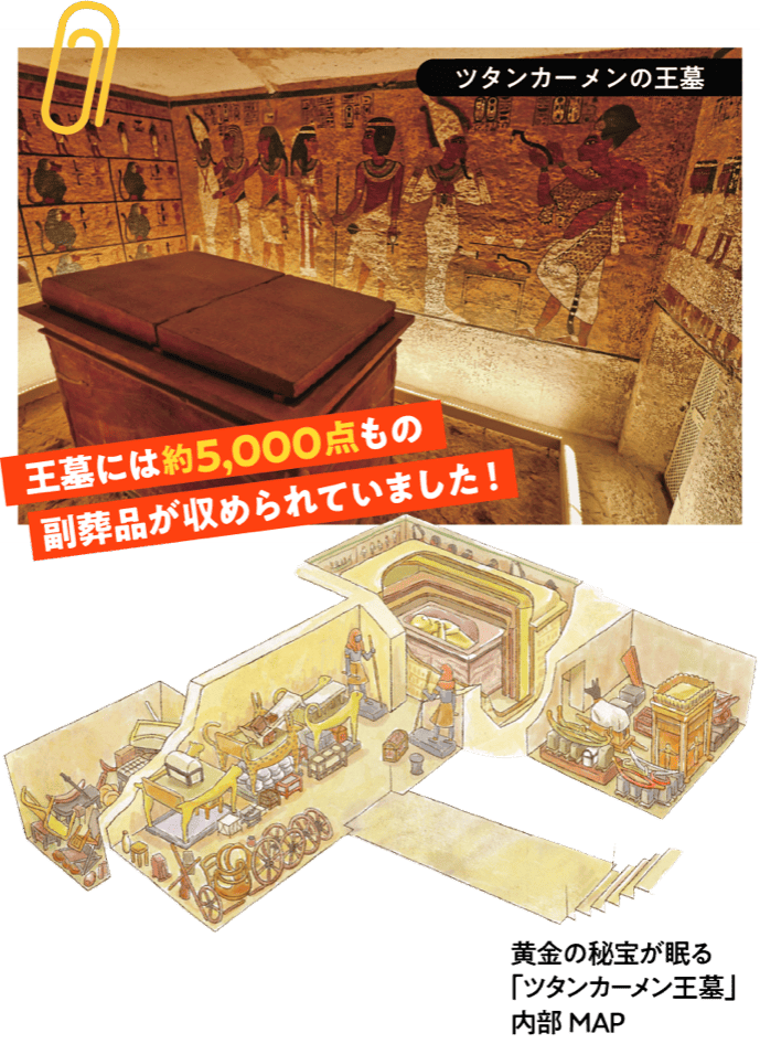 ツタンカーメンの王墓と、黄金の秘宝が眠る内部MAP