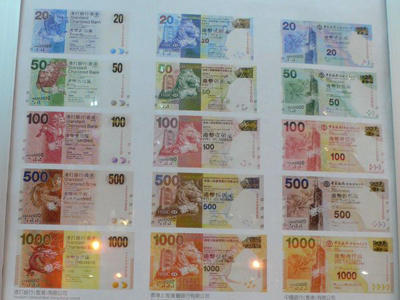 香港 15種類の絵巻模様 香港紙幣いろいろ たびこふれ